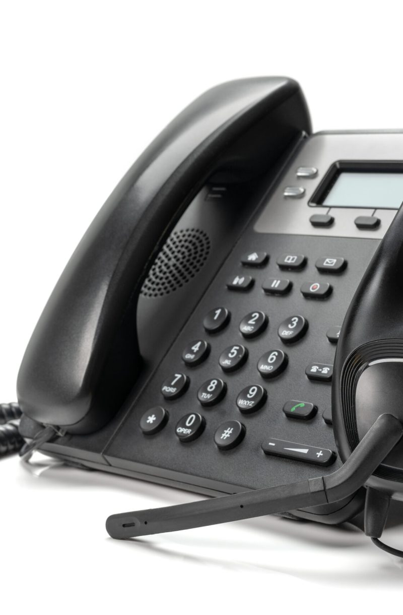 customer service support, call center concept. VOIP headset headphones isolated on white background.
